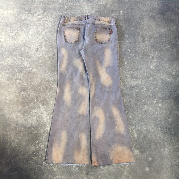 Do It Yourself Wide Leg Flare Jeans Womens 32 Tan Brown Embroidered Studded Y2K - Picture 4 of 9